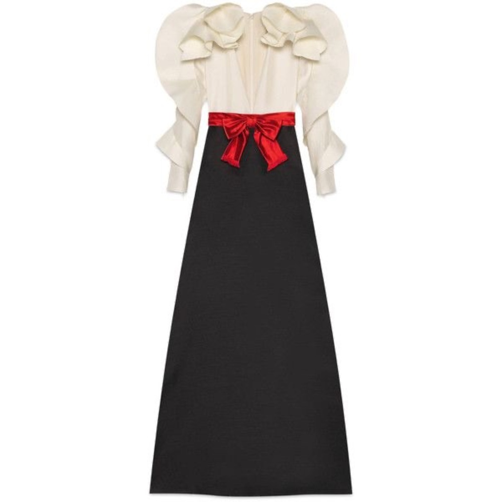 Gucci Silk Wool Gown Spring 2017 RTW Red Bow Alessandro Michele